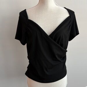 Cider Black Short Sleeve Top Sweetheart Neck Size XL Juniors